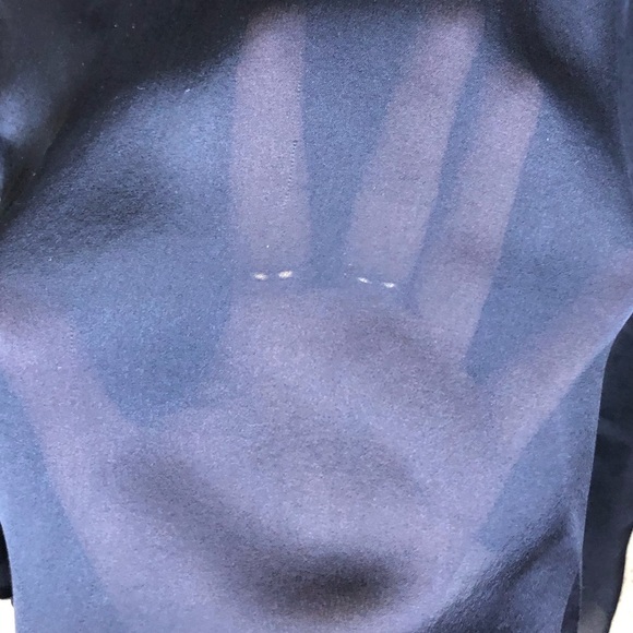 Lauren Ralph Lauren Navy Silk Sheer long sleeve Ruffle Trim blouse size 22W - Picture 4 of 10